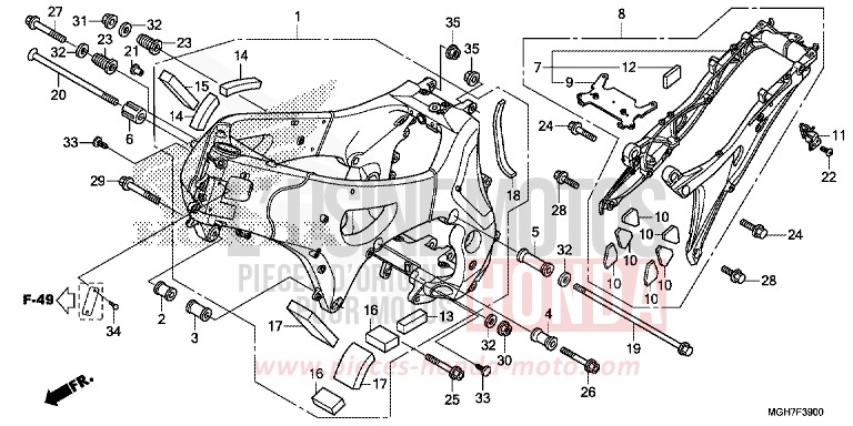 CARROSSERIE DE CHASSIS de VFR1200X "Crosstourer" Méca PEARL GLARE WHITE (NHB53B) 2015